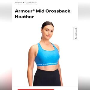Under Armour Women's Mid Crossback Heather Sports Bra - Blue size 1X